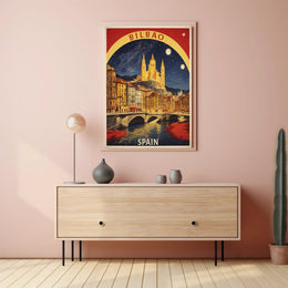 Bilbao Cathedral Starry Night Urban or Cityscape Poster PosterGoat