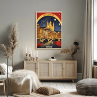 Bilbao Cathedral Starry Night Urban or Cityscape Poster PosterGoat