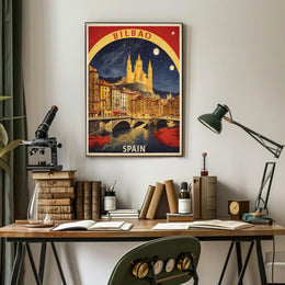 Bilbao Cathedral Starry Night Urban or Cityscape Poster PosterGoat
