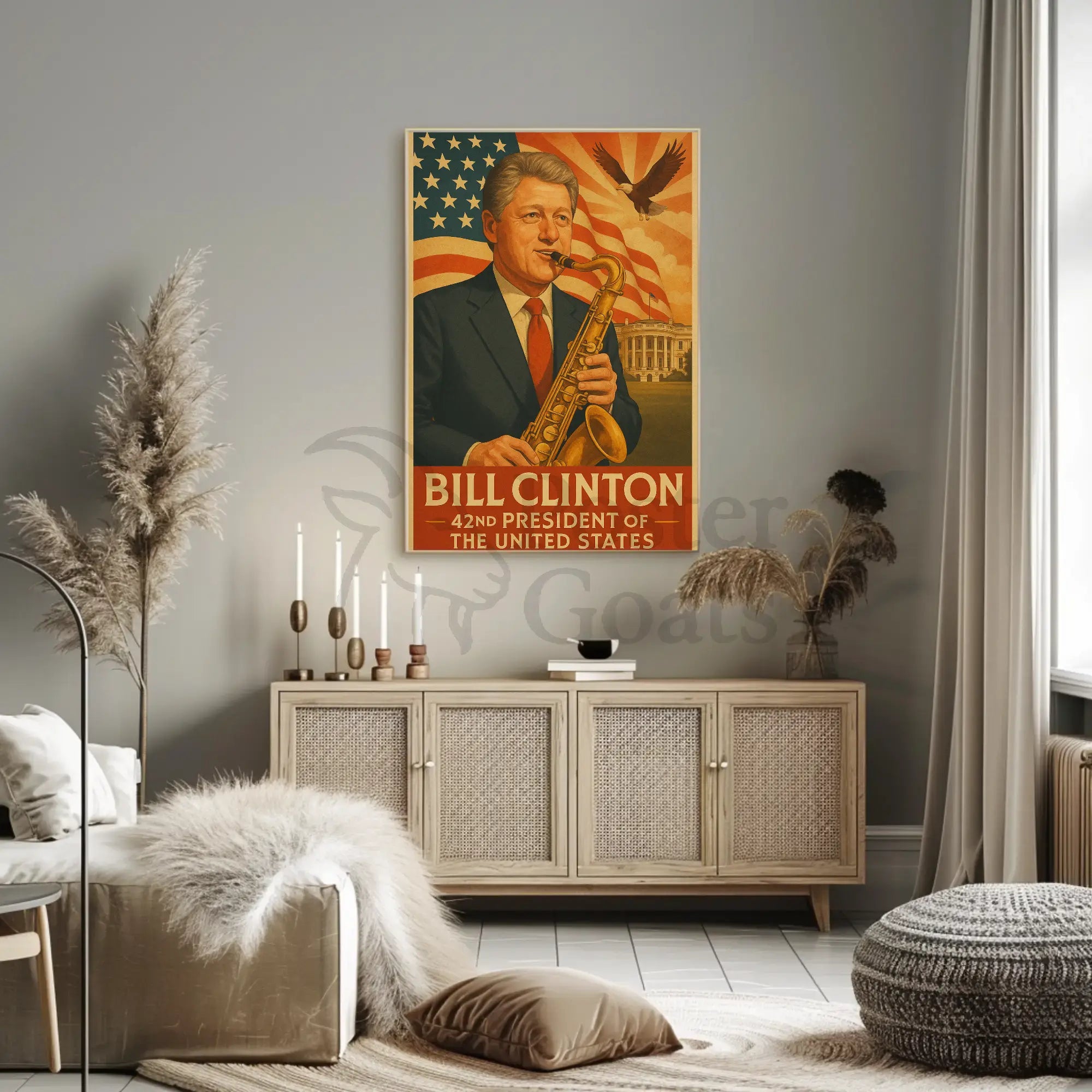 Bill Clinton Saxophone Americana Historical Presidential Poster PosterGoat