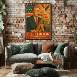 Bill Clinton Saxophone Americana Historical Presidential Poster PosterGoat