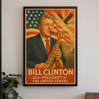 Bill Clinton Saxophone Americana Historical Presidential Poster PosterGoat