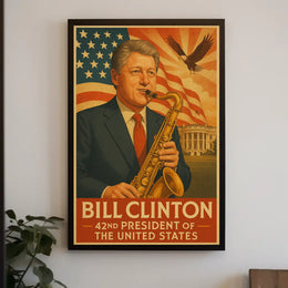 Bill Clinton Saxophone Americana Historical Presidential Poster PosterGoat