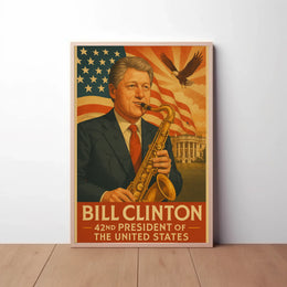 Bill Clinton Saxophone Americana Historical Presidential Poster PosterGoat