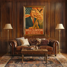 Bill Clinton Saxophone Americana Historical Presidential Poster PosterGoat