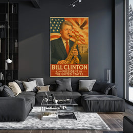 Bill Clinton Saxophone Americana Historical Presidential Poster PosterGoat