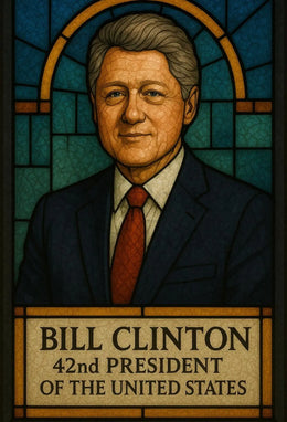 Bill Clinton Stained Glass Art Historical Presidential Poster PosterGoat