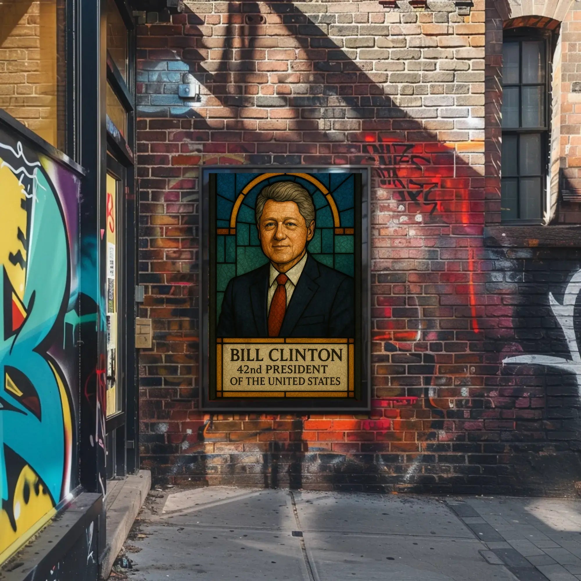 Bill Clinton Stained Glass Art Historical Presidential Poster PosterGoat