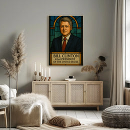 Bill Clinton Stained Glass Art Historical Presidential Poster PosterGoat