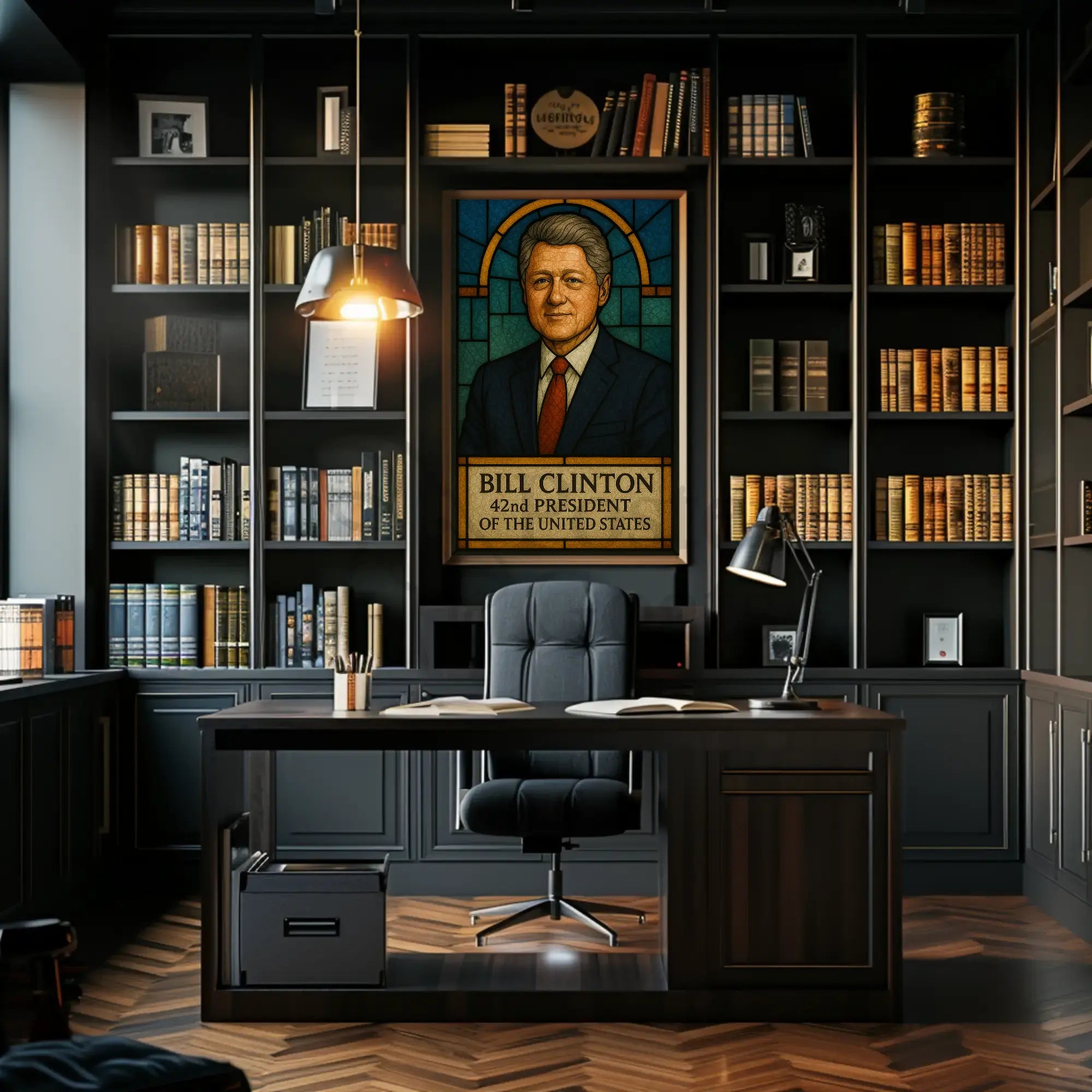Bill Clinton Stained Glass Art Historical Presidential Poster PosterGoat