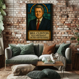 Bill Clinton Stained Glass Art Historical Presidential Poster PosterGoat
