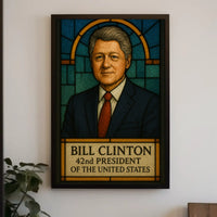 Bill Clinton Stained Glass Art Historical Presidential Poster PosterGoat