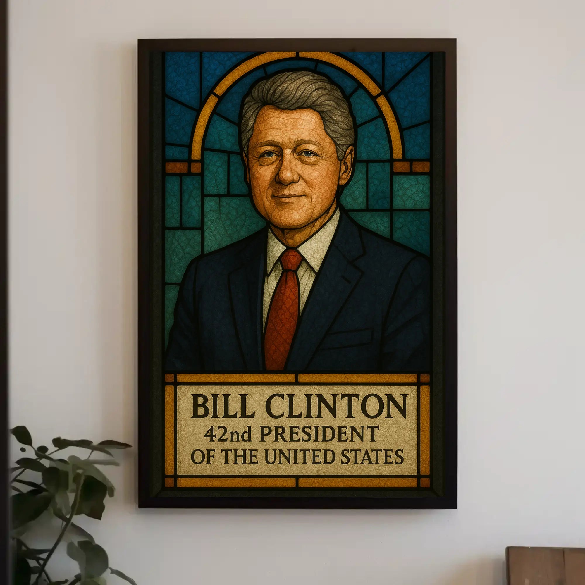 Bill Clinton Stained Glass Art Historical Presidential Poster PosterGoat