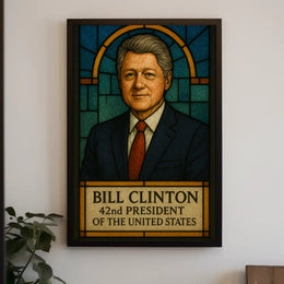 Bill Clinton Stained Glass Art Historical Presidential Poster PosterGoat