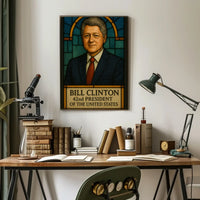 Bill Clinton Stained Glass Art Historical Presidential Poster PosterGoat