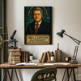 Bill Clinton Stained Glass Art Historical Presidential Poster PosterGoat