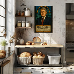 Bill Clinton Stained Glass Art Historical Presidential Poster PosterGoat