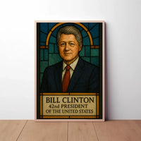 Bill Clinton Stained Glass Art Historical Presidential Poster PosterGoat