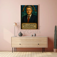 Bill Clinton Stained Glass Art Historical Presidential Poster PosterGoat