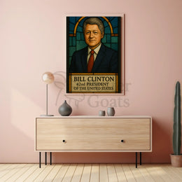 Bill Clinton Stained Glass Art Historical Presidential Poster PosterGoat