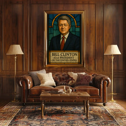 Bill Clinton Stained Glass Art Historical Presidential Poster PosterGoat