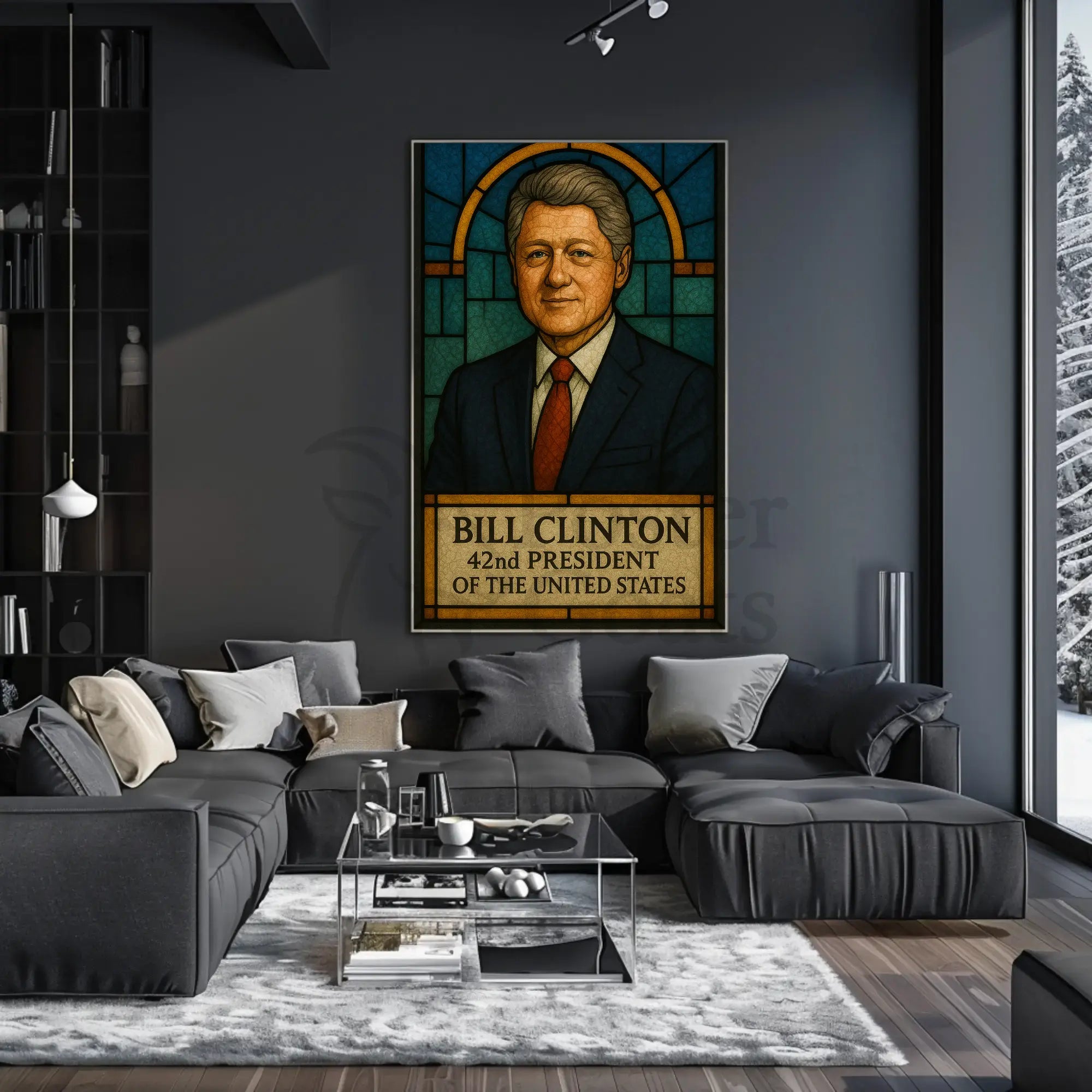 Bill Clinton Stained Glass Art Historical Presidential Poster PosterGoat