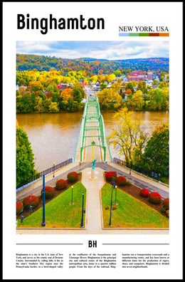 Binghamton Contemporary Illustrated Landscape Travel Poster PosterGoat