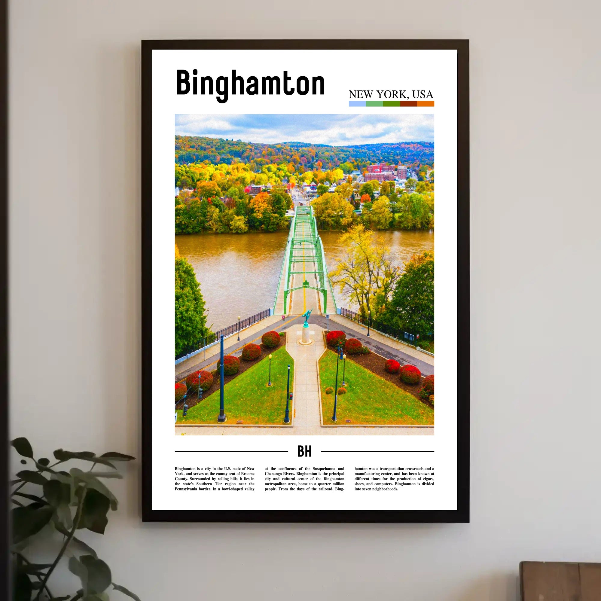 Binghamton Contemporary Illustrated Landscape Travel Poster PosterGoat