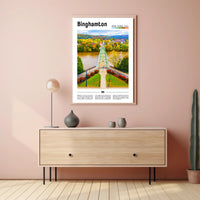 Binghamton Contemporary Illustrated Landscape Travel Poster PosterGoat