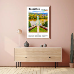Binghamton Contemporary Illustrated Landscape Travel Poster PosterGoat
