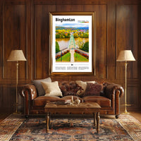 Binghamton Contemporary Illustrated Landscape Travel Poster PosterGoat