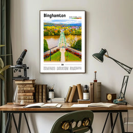 Binghamton Contemporary Illustrated Landscape Travel Poster PosterGoat