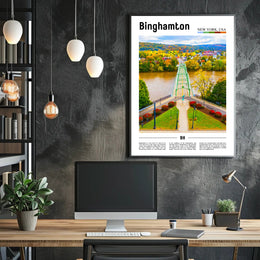 Binghamton Contemporary Illustrated Landscape Travel Poster PosterGoat