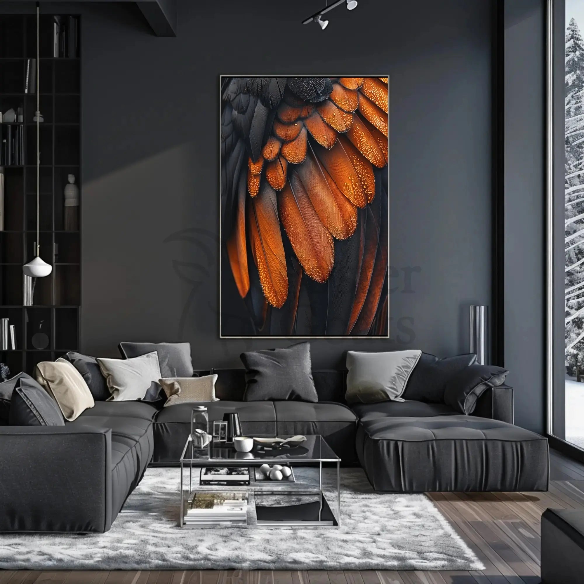 Bird Feather Close-Up: Hyper-Realistic Artistic Animal Poster PosterGoat