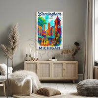 Birmingham Michigan Vintage Remembrance Travel Poster PosterGoat