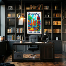 Birmingham Michigan Vintage Remembrance Travel Poster PosterGoat