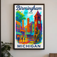 Birmingham Michigan Vintage Remembrance Travel Poster PosterGoat