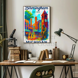 Birmingham Michigan Vintage Remembrance Travel Poster PosterGoat