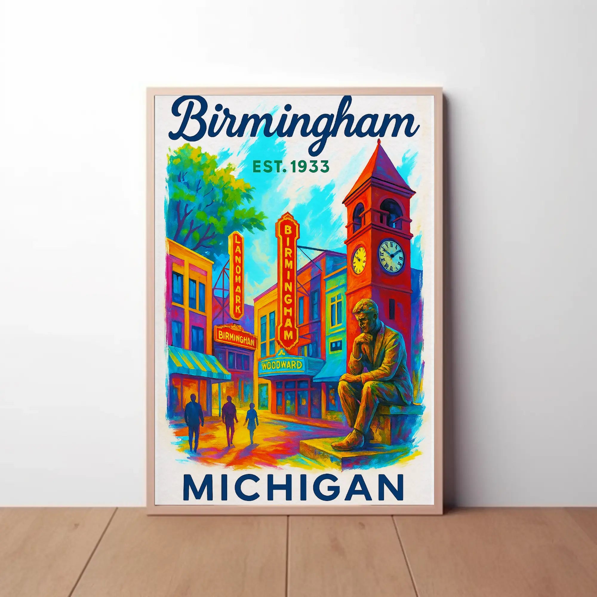 Birmingham Michigan Vintage Remembrance Travel Poster PosterGoat