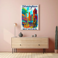 Birmingham Michigan Vintage Remembrance Travel Poster PosterGoat