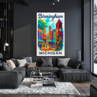 Birmingham Michigan Vintage Remembrance Travel Poster PosterGoat