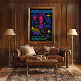 Birmingham Urban-Rural Fusion Abstract Artistic Poster PosterGoat