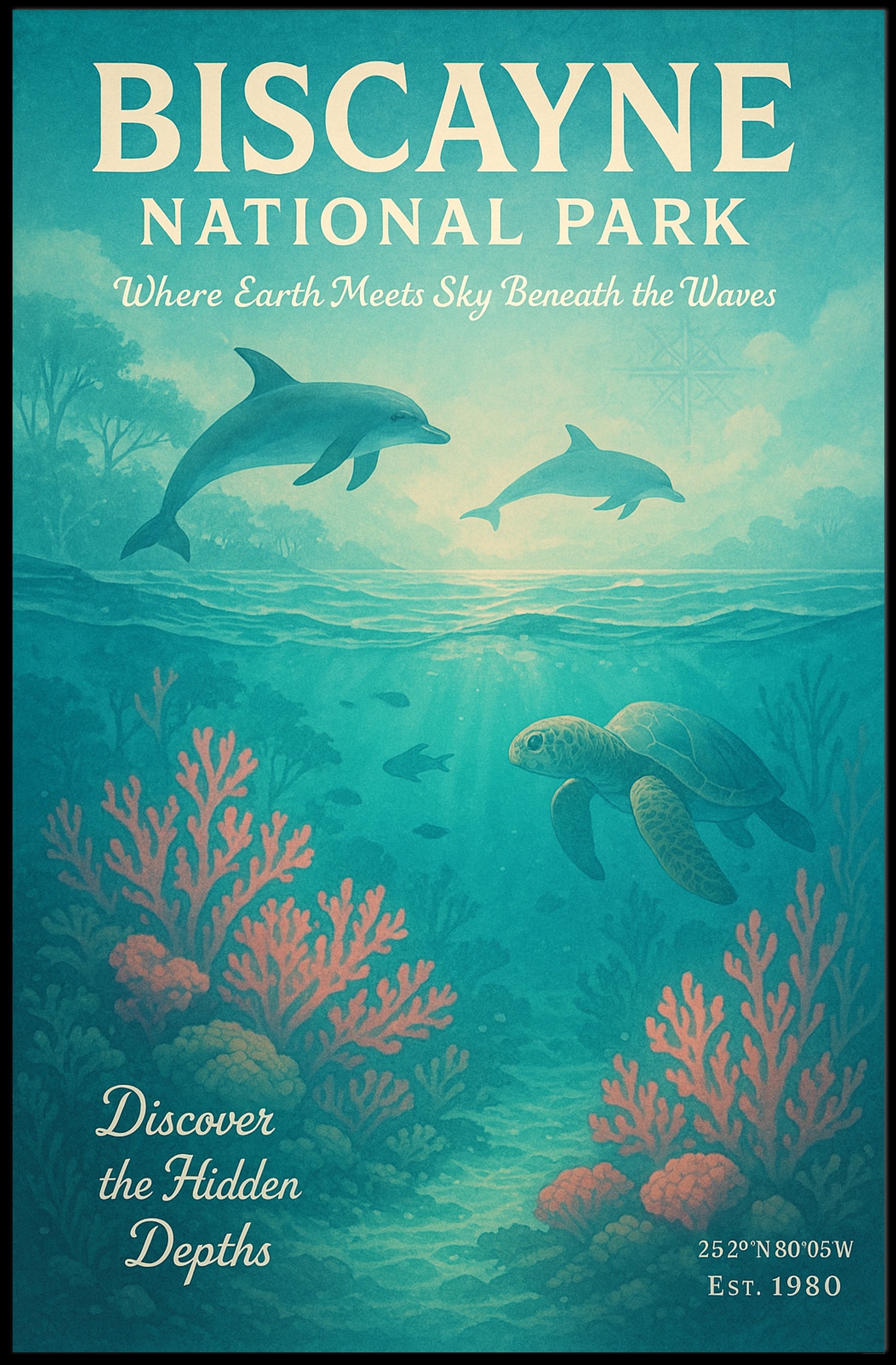 Biscayne National Park Wall Art Discover Depths PosterGoat