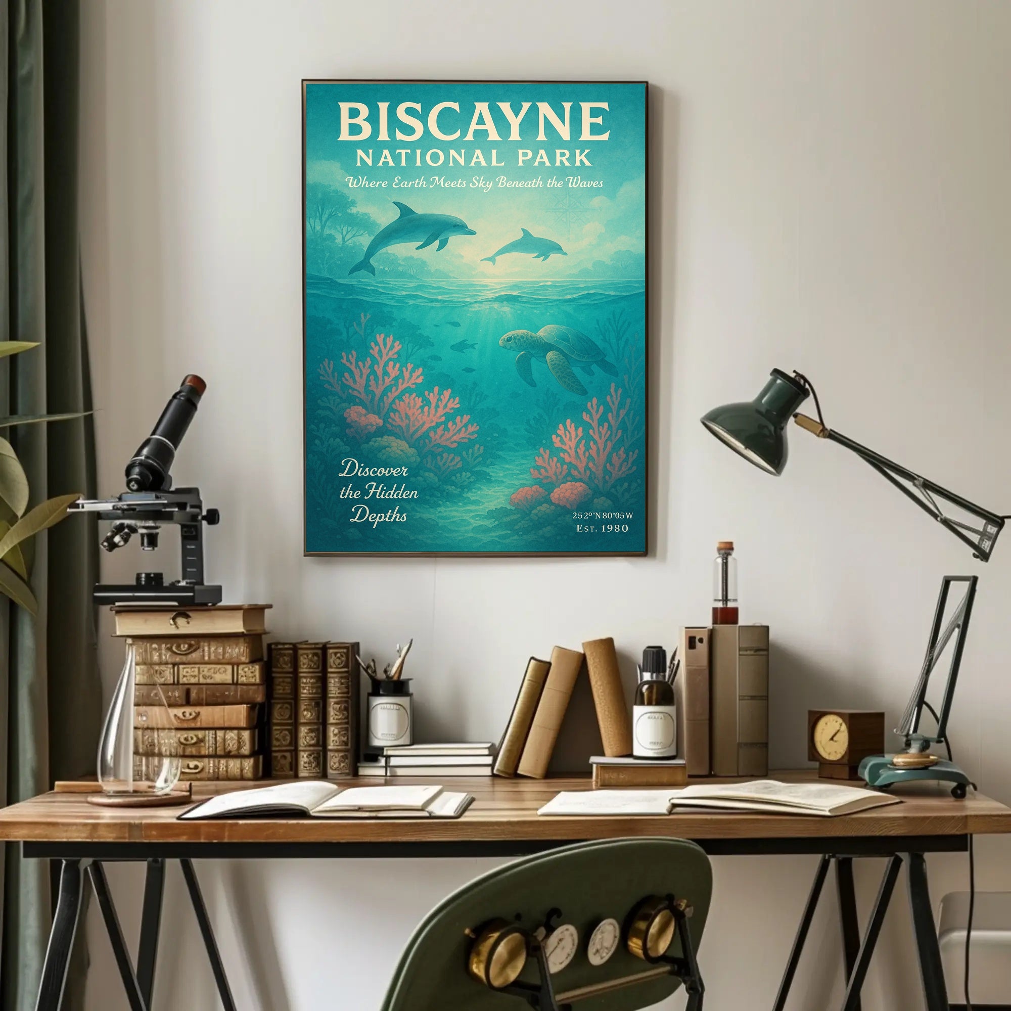 Biscayne National Park Wall Art Discover Depths PosterGoat