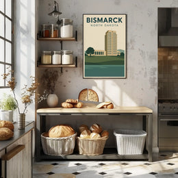 Bismarck Capitol in Vintage Travel Style Poster PosterGoat