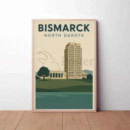 Bismarck Capitol in Vintage Travel Style Poster PosterGoat