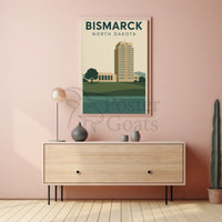 Bismarck Capitol in Vintage Travel Style Poster PosterGoat