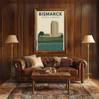 Bismarck Capitol in Vintage Travel Style Poster PosterGoat