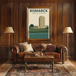 Bismarck Capitol in Vintage Travel Style Poster PosterGoat
