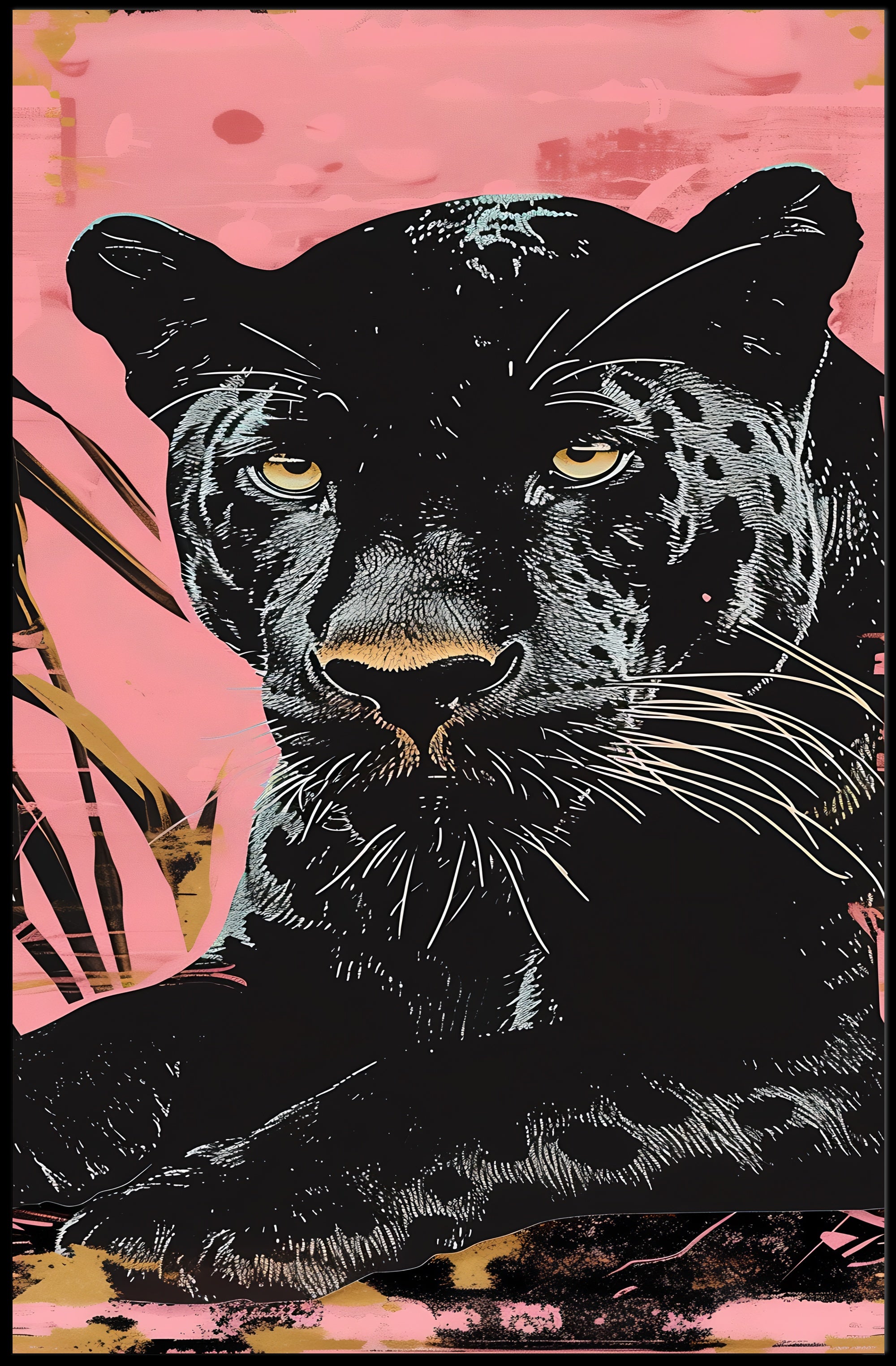 Black Panther Modern Pop-Art Animal Poster PosterGoat